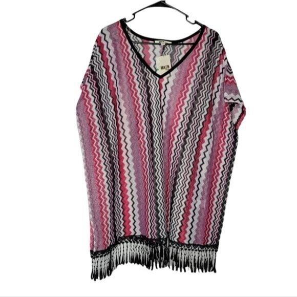 Miken Swim Chevron Crochet Hem Swim Cover Up NEW Women's Large - Picture 2 of 8